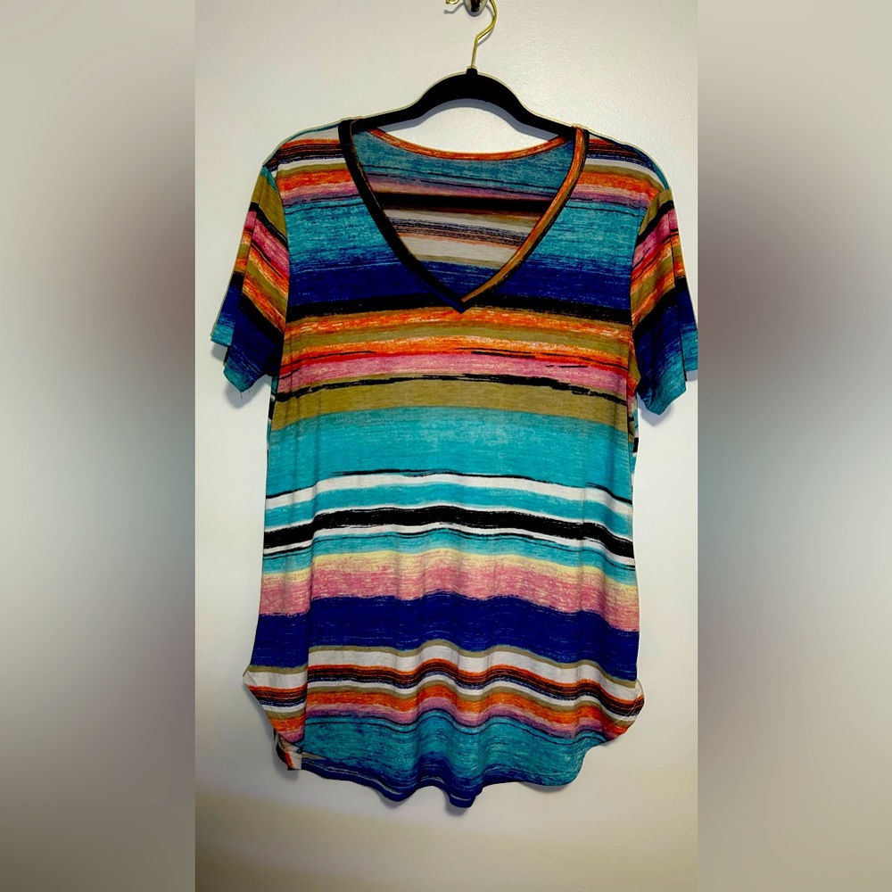 Colorful striped v-neck shirt